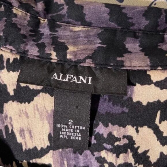 Alfani Button Down Purple  Abstract Animal Print Business Casual Shirt Dress - Picture 4 of 7